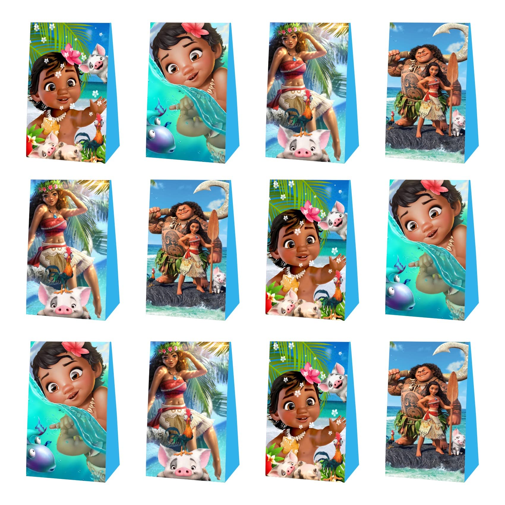 12 Pcs Moana Party Favor Gift Bags Baby Moana Birthday Party